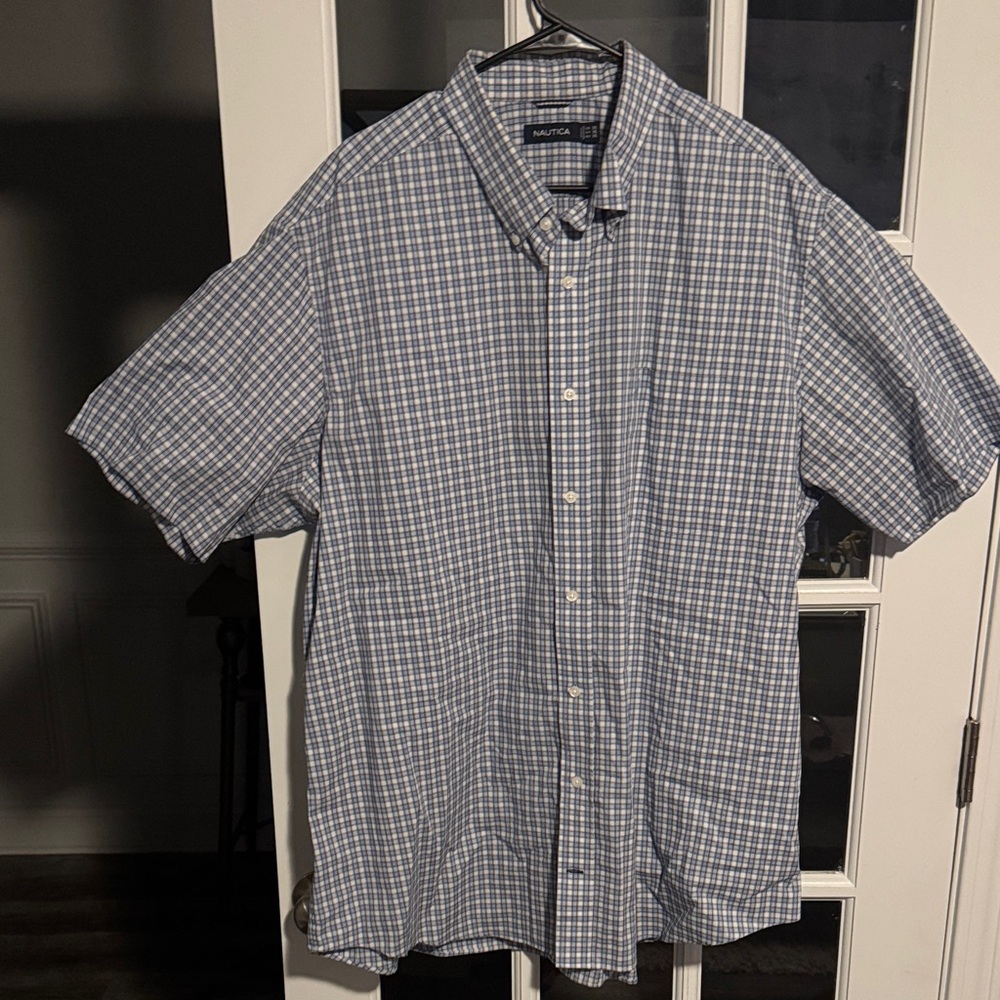 Nautica Men's Casual Blue Plaid Shirt Size 2XL